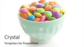  Presentation with white chocolate - Beautiful presentation design featuring colorful chocolate candy pills backdrop and a white colored foreground