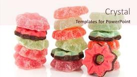  Presentation with christmas chocolate - Audience pleasing slide set consisting of colorful chocolate christmas wreaths isolated over white background backdrop and a lemonade colored foreground