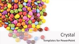  Presentation with copy space - Cool new presentation with colorful chocolates - bright colour chocolate candy backdrop and a  colored foreground