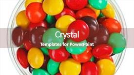  Presentation with multicolor - Slide set enhanced with colorful chocolates - multicolor bonbon sweets ball candies background and a tawny brown colored foreground