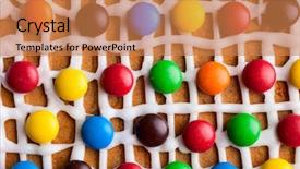  Presentation with gingerbread house decorated colorful candies - Audience pleasing slides consisting of colorful christmas background of candies backdrop and a  colored foreground