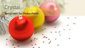  Presentation with silver christmas - Theme enhanced with colorful-christmas-baubles-and-silver background and a yellow colored foreground