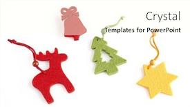  Presentation with star red - Beautiful presentation theme featuring colorful christmas decorations reindeer red bell fir tree and star backdrop and a cream colored foreground