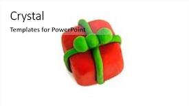  Presentation with christmas gift wrap - Theme with colorful christmas gift figure made of plasticine isolated on white background background and a white colored foreground