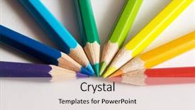  Presentation with color pencils - PPT theme with colorful circle objects preschool preschool - color pencils background and a  colored foreground