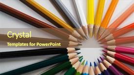  Presentation with party orange color - Amazing presentation having colorful circle objects preschool preschool - color pencils backdrop and a  colored foreground