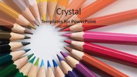  Presentation with color border bottom - Presentation featuring colorful circle objects preschool preschool - color pencils background and a coral colored foreground