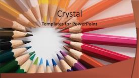  Presentation with color pencils - Audience pleasing PPT theme consisting of colorful circle objects preschool preschool - color pencils backdrop and a coral colored foreground