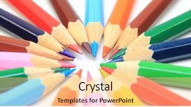  Presentation with colored pencils - Amazing PPT theme having colorful circle objects preschool preschool - colored pencils together backdrop and a  colored foreground