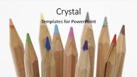  Presentation with color pencils - Presentation theme having colorful circle objects preschool preschool - wooden color pencils on white background and a  colored foreground