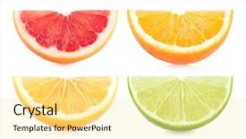  Presentation with orange slice - Audience pleasing theme consisting of colorful citrus slices backdrop and a blonde colored foreground