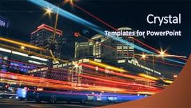  Presentation with night city - Presentation theme featuring colorful city night with lights background and a navy blue colored foreground