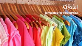  Presentation with clothes - Audience pleasing slide deck consisting of colorful clothes hanging in wardrobe backdrop and a red colored foreground