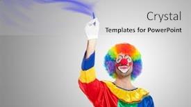  Presentation with clown - Colorful presentation enhanced with colorful clown draing on the screen backdrop and a light gray colored foreground