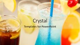  Presentation with cocktail - Colorful presentation design enhanced with colorful cocktails close up backdrop and a blonde colored foreground