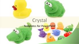  Presentation with colorful - Cool new slide deck with colorful-collection-of-bathing-toys backdrop and a blonde colored foreground