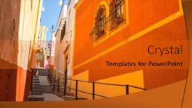  Presentation with colonial - Presentation design featuring colorful-colonial-style-houses background and a gold colored foreground