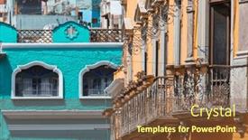  Presentation with colonial - PPT layouts with colorful-colonial-style-houses background and a tawny brown colored foreground