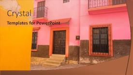  Presentation with colonial - Slide set enhanced with colorful-colonial-style-houses background and a coral colored foreground