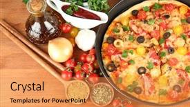  Presentation with hydroponics vegetables hydroponic vegetable - Beautiful presentation theme featuring colorful composition of delicious pizza backdrop and a gold colored foreground