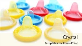  Presentation with condom sex - Cool new slides with colorful condoms on white background backdrop and a blonde colored foreground