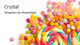  Presentation with confectionery - Presentation theme consisting of colorful confectionery on white background background and a white colored foreground