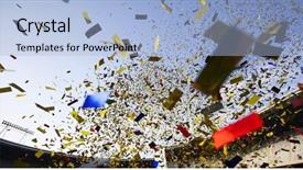  Presentation with stadium - Cool new slide set with colorful confetti on a soccer backdrop and a light blue colored foreground