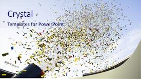  Presentation with serial killer colorful 3d teeth - Amazing theme having colorful confetti on a stadium backdrop and a sky blue colored foreground