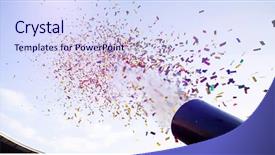  Presentation with confetti - Beautiful theme featuring soccer templates - colorful confetti over blue sky backdrop and a sky blue colored foreground