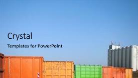  Presentation with industrial waste - Presentation theme enhanced with colorful container for waste transport background and a light blue colored foreground