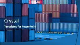  Presentation with eu china - Colorful PPT layouts enhanced with colorful containers at port china backdrop and a ocean colored foreground