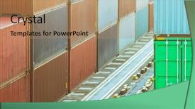  Presentation with container port - PPT layouts featuring colorful containers at port china background and a coral colored foreground