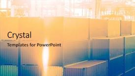  Presentation with container port - Slide deck featuring colorful containers at port china background and a yellow colored foreground