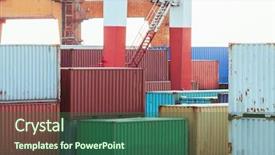  Presentation with container port - PPT layouts enhanced with colorful containers at port china background and a ocean colored foreground