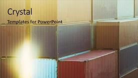  Presentation with container port - PPT theme consisting of colorful containers at port china background and a yellow colored foreground