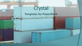  Presentation with port - PPT theme with colorful containers at port china background and a sky blue colored foreground