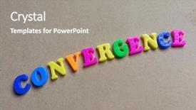  Presentation with colorful - Slide deck having colorful convergence word background and a gray colored foreground