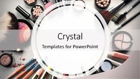  Presentation with beauty cosmetic - Amazing theme having colorful cosmetics on gray background backdrop and a white colored foreground