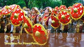  Presentation with participant - Presentation theme consisting of colorful-costumes-by-participant background and a tawny brown colored foreground