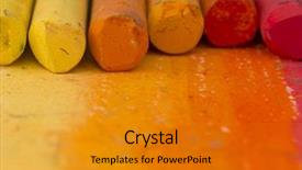  Presentation with crayons - Presentation design enhanced with colorful crayons background background and a gold colored foreground