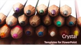  Presentation with crayons - Colorful slide set enhanced with colorful crayons pile on a mirror surface backdrop and a wine colored foreground