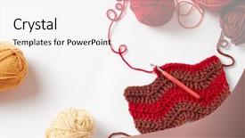  Presentation with yarn - Slide deck having colorful crochet project with hook background and a white colored foreground