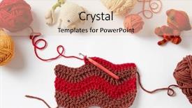  Presentation with yarn - PPT theme enhanced with colorful crochet project with hook background and a lemonade colored foreground