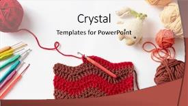  Presentation with yarn - Amazing slide set having colorful crochet project with hook backdrop and a white colored foreground