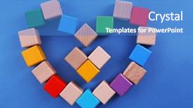  Presentation with shape heart - Colorful presentation enhanced with colorful cubes in heart shape backdrop and a teal colored foreground