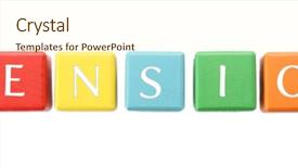  Presentation with pension - Presentation theme featuring colorful cubes with word pension background and a cream colored foreground