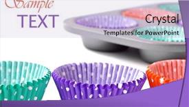  Presentation with cupcake - Colorful slides enhanced with colorful cupcake wrappers with baking backdrop and a light blue colored foreground