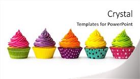  Presentation with cupcakes - Beautiful theme featuring colorful cupcakes on a white backdrop and a white colored foreground