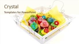  Presentation with cupcakes - Presentation theme having colorful cupcakes with butter cream background and a cream colored foreground