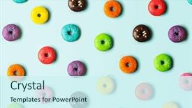  Presentation with colorful - PPT theme with colorful donut background background and a cool aqua colored foreground